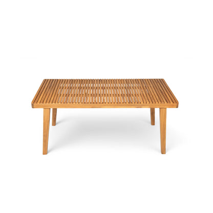 Outdoor Dining Table With Slatted Top, Ideal For Patio - Natural