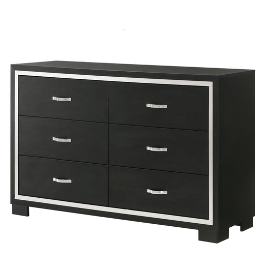 6 Drawer Dresser With Handles Bedroom Furniture - Black