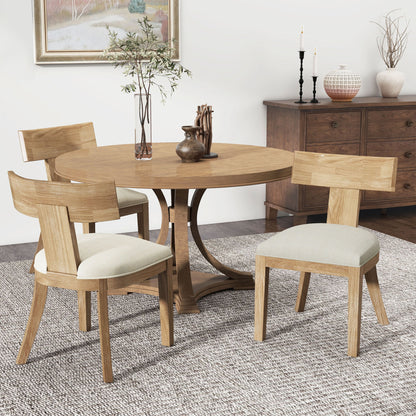 Contemporary Fabric Upholstered Side Dining Chairs Set With Curved Back