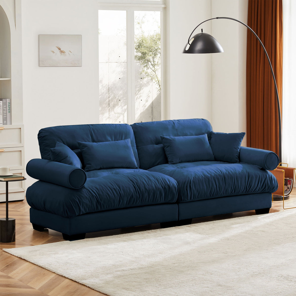 Modern Oversize Sofa With Cloud Like Comfort, Featuring Waist And Throw Pillows