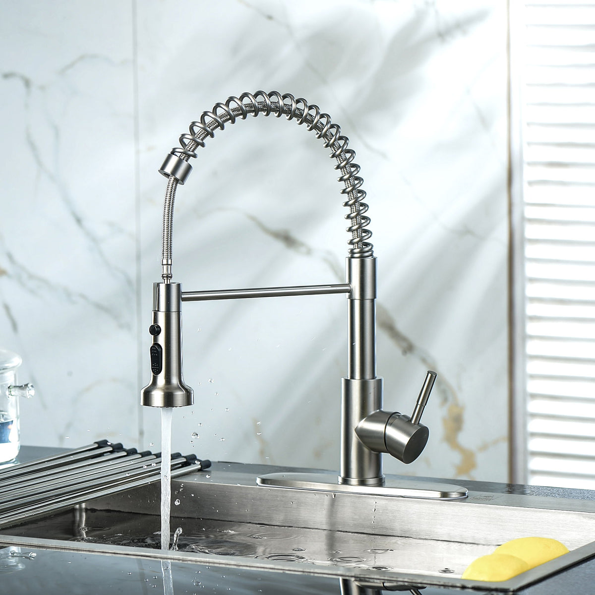 Kitchen Faucet With Pull Down Spray Head - Brushed Nickel
