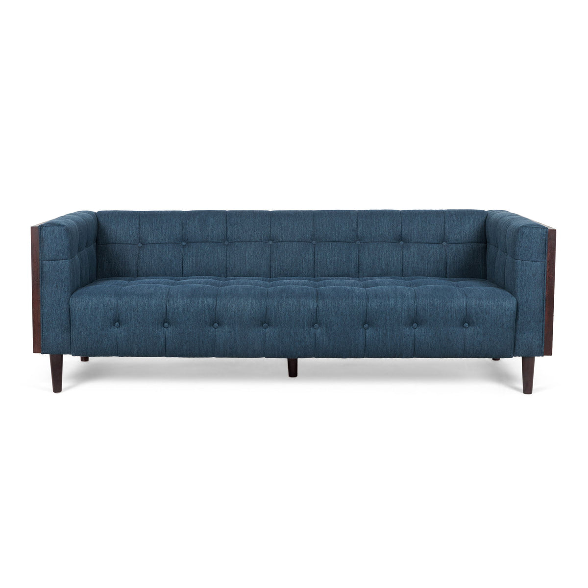 Contemporary Mid-Century Charm 3 Seater Sofa With Button Tufted Waffle Stitching