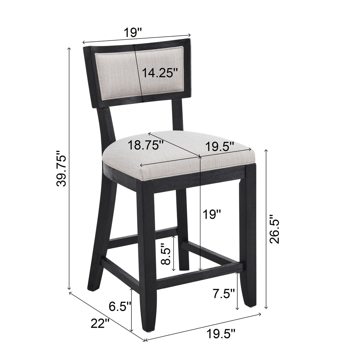 Upholstered Counter Height Bar Stools With Comfy Back (Set of 2)