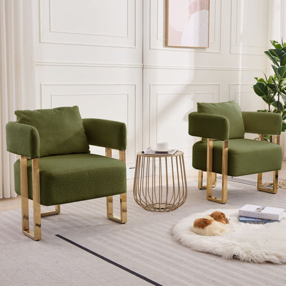 Modern Decorative Chair Teddy Fleece Upholstered And Metal Foot