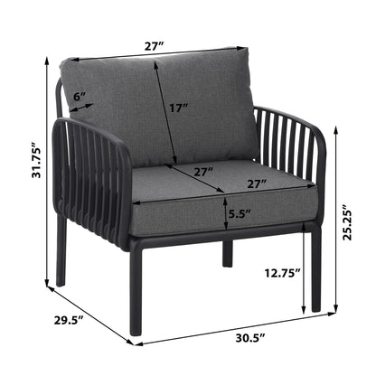 Outdoor Patio Club Chair, Waterproof Thick Cushion Deep Seating