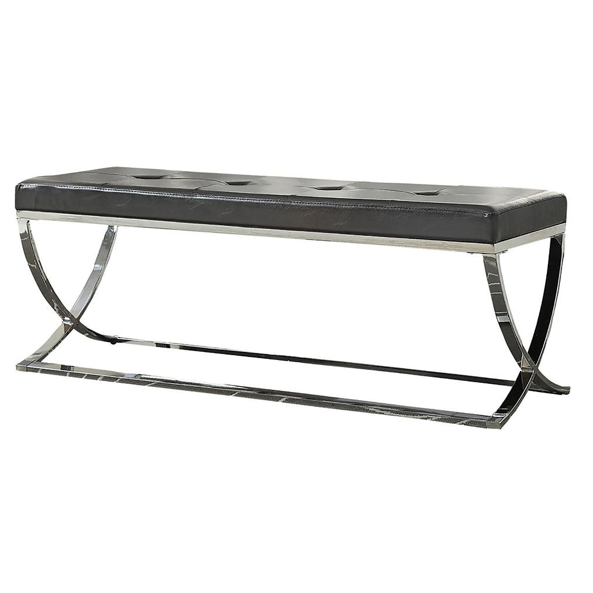 Curve Leg Bench With Upholstery - Black