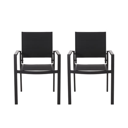 Baird - Outdoor Mesh And Aluminum Dining Chairs - Black