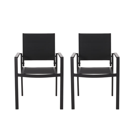 Baird - Outdoor Mesh And Aluminum Dining Chairs - Black
