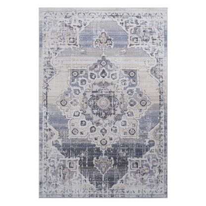 Payas - 6' X 9' Medallion Area Rug - Cream / Blue