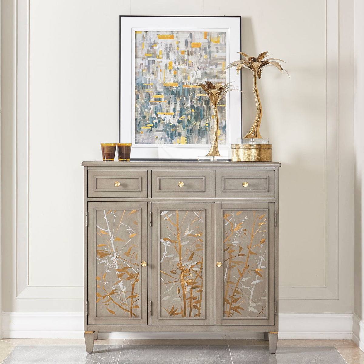 Dauphin - Handpainted Entryway Storage Cabinet - Gray