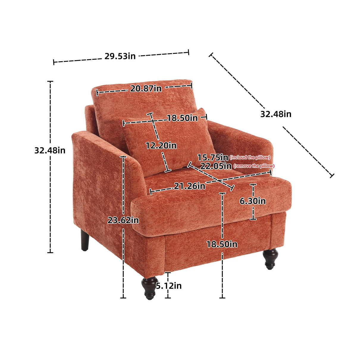 Modern Mid Century Wood Frame Armchair With Tufted Design