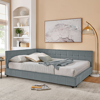 Elegant Storage Upholstered Tufted Bed Frame With Backrest And Armrests