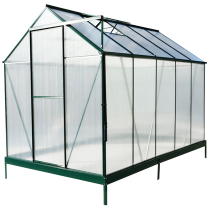 Polycarbonate house, Heavy Duty Outdoor Aluminum Walk-In House Kit With Rain Gutter, Vent And Door For Backyard Garden