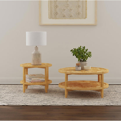 Elliott - 2 Piece Round Coffee And End Table Set - Maple