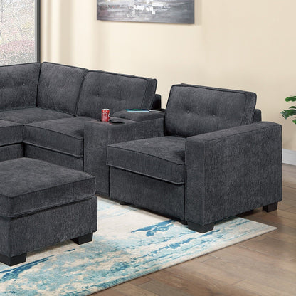 Sectional Set With Reversible Loveseat, USB Console, Corner Wedge & Ottoman