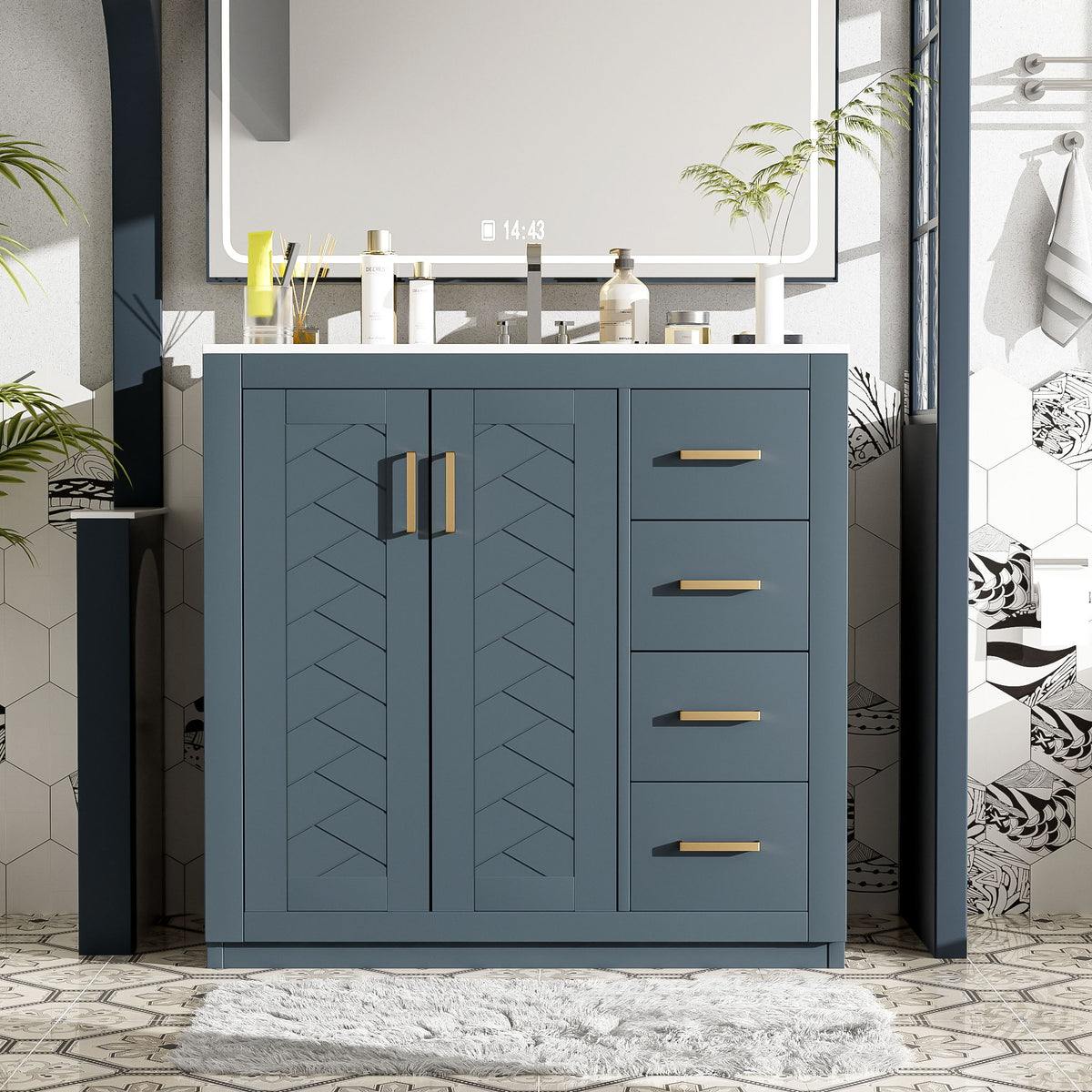 Bathroom Vanity With Sink Combo, Storage Cabinet, Freestanding Set With 3 Drawers & Soft Closing Doors