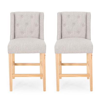 Vienna - Contemporary Fabric Tufted & Wingback Counter Stools (Set of 2)
