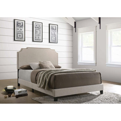 Panel Bed With Nailhead Trim, Upholstered Headboard
