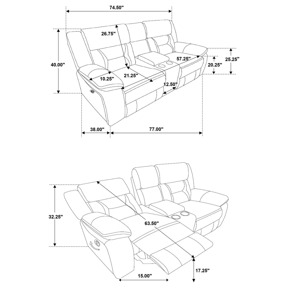 Brazelton - Glider Loveseat With Console