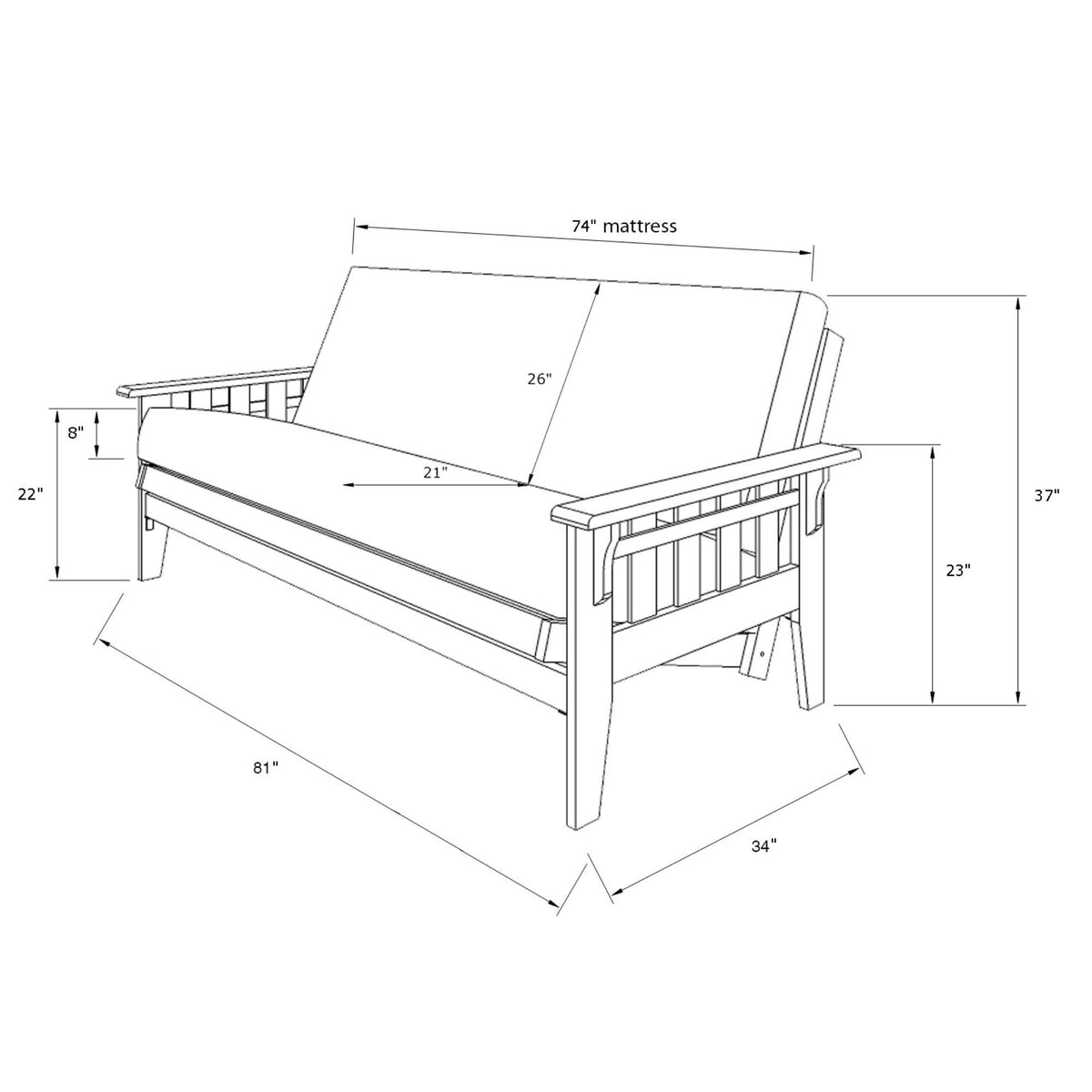 Montana - Full Size Futon Frame Sofa