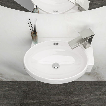 Modern Aesthetic Rectangle Wall Mount Bathroom Sink With Single Faucet Hole
