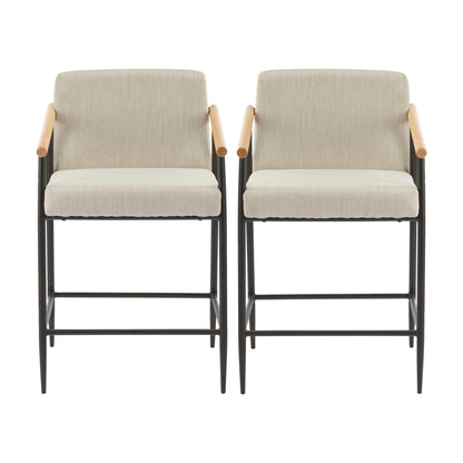 Counter Stool Set With Iron Frame - Espresso / Beige