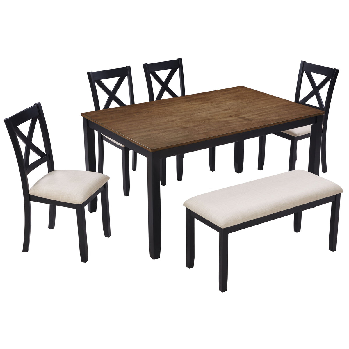 6 Piece Dining Table Set With Bench