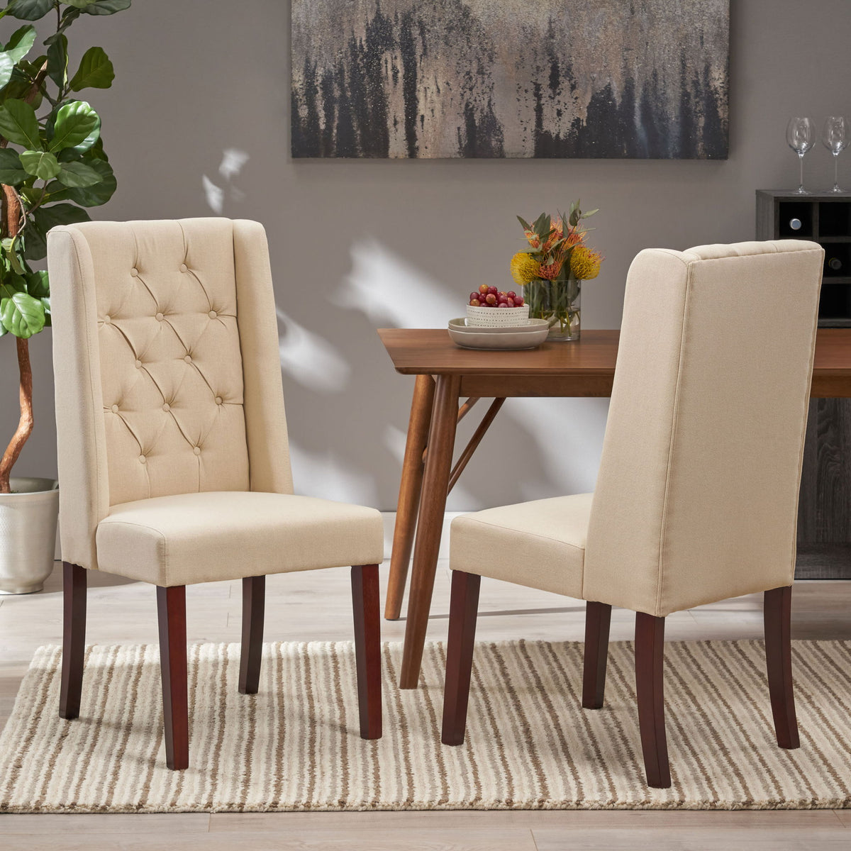 Sophisticated Tufted Dining Chair With High Back Design