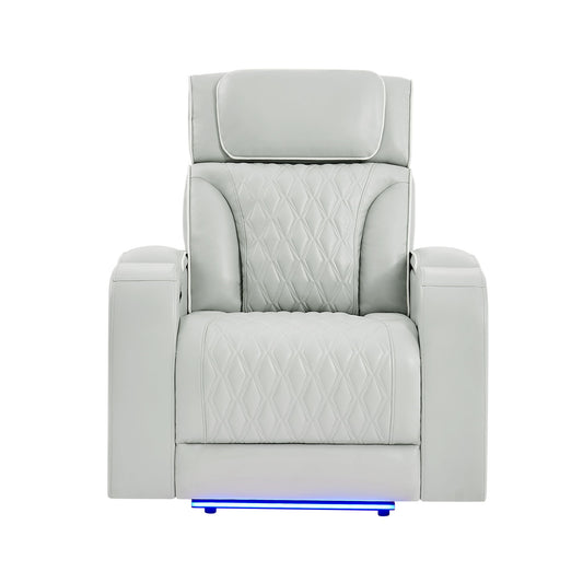 Julian - Power Recliner With Power Headrest And LED Lighting - Silver