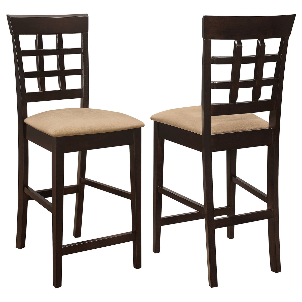 Upholstered Counter Height Stools (Set of 2) - Brown / Beige