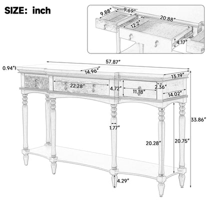 Retro Console Table With 3 Soft Close Drawers