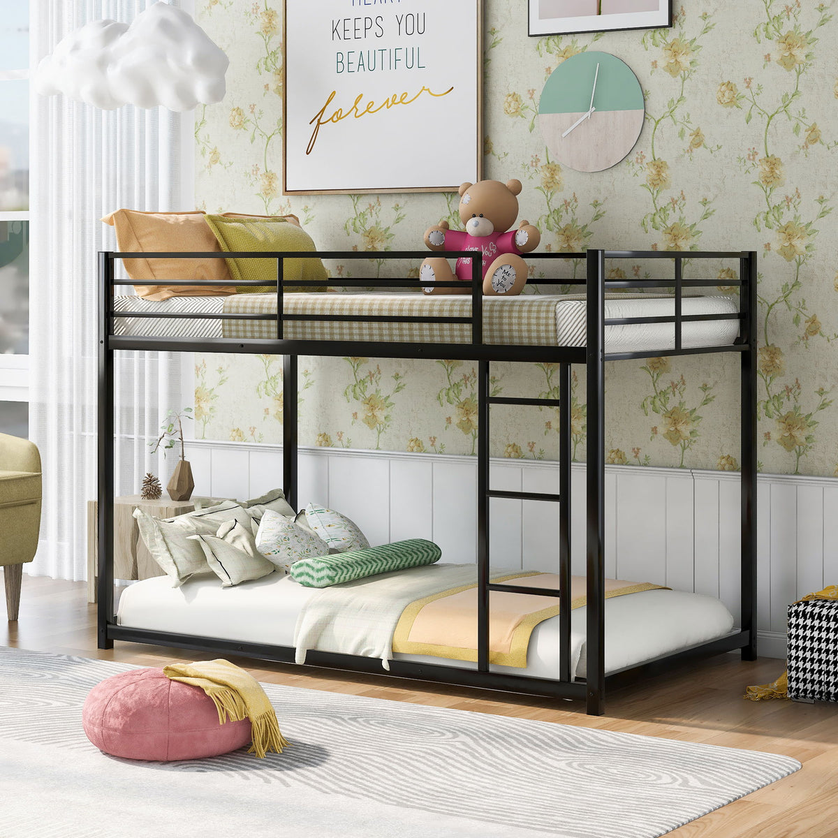 Metal Bunk Bed, Low Bunk Bed With Ladder