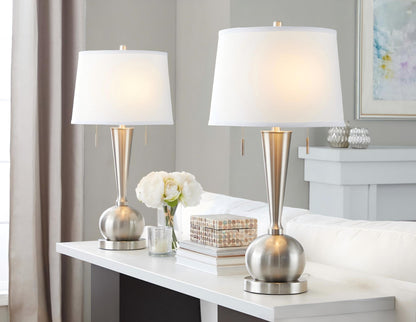 Jules - Contemporary Table Lamp Built In USB Port (Set of 2) - Brushed Nickel
