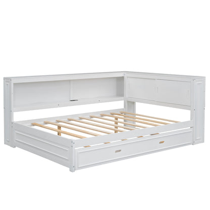 Daybed With Storage Shelves, LED, USB, And Trundle
