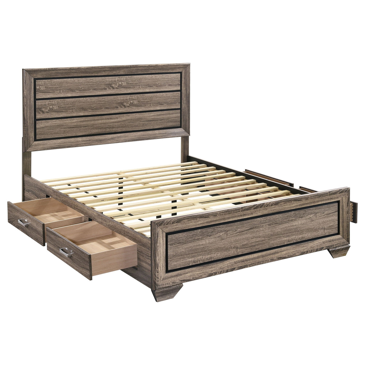 Queen Storage Bed With Underbed Drawers - Brown