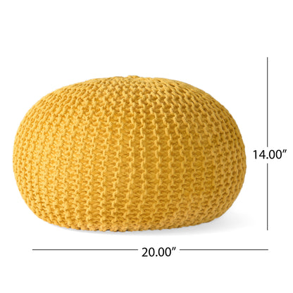 Bordeaux - Knitted Round Pouf Ottoman, Floor Cushion