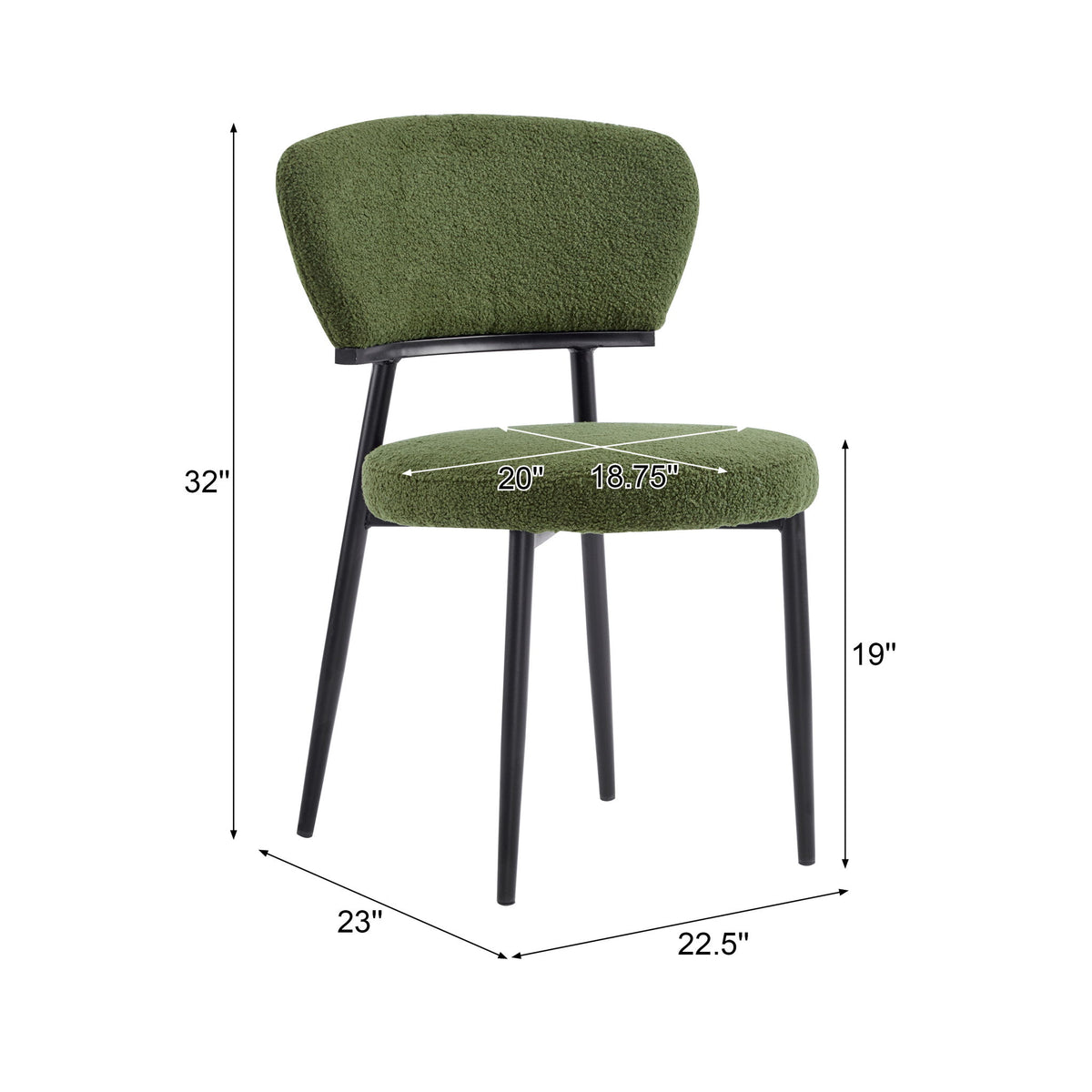 Upholstered Dining Chair (Set of 2) - Green Fabric