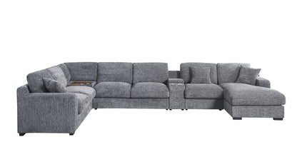 Celine - Fabric Corner Sectional Sofa With Right-Facing Chaise, Cupholders, And Charging Ports