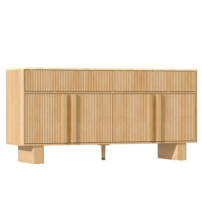 Sideboard Buffet Cabinet With 3 Drawers And 4 Doors For Dining Room