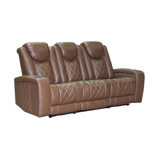 Dorian - Reclining Leather Sofa With Power Headrest And Footrest - Brown
