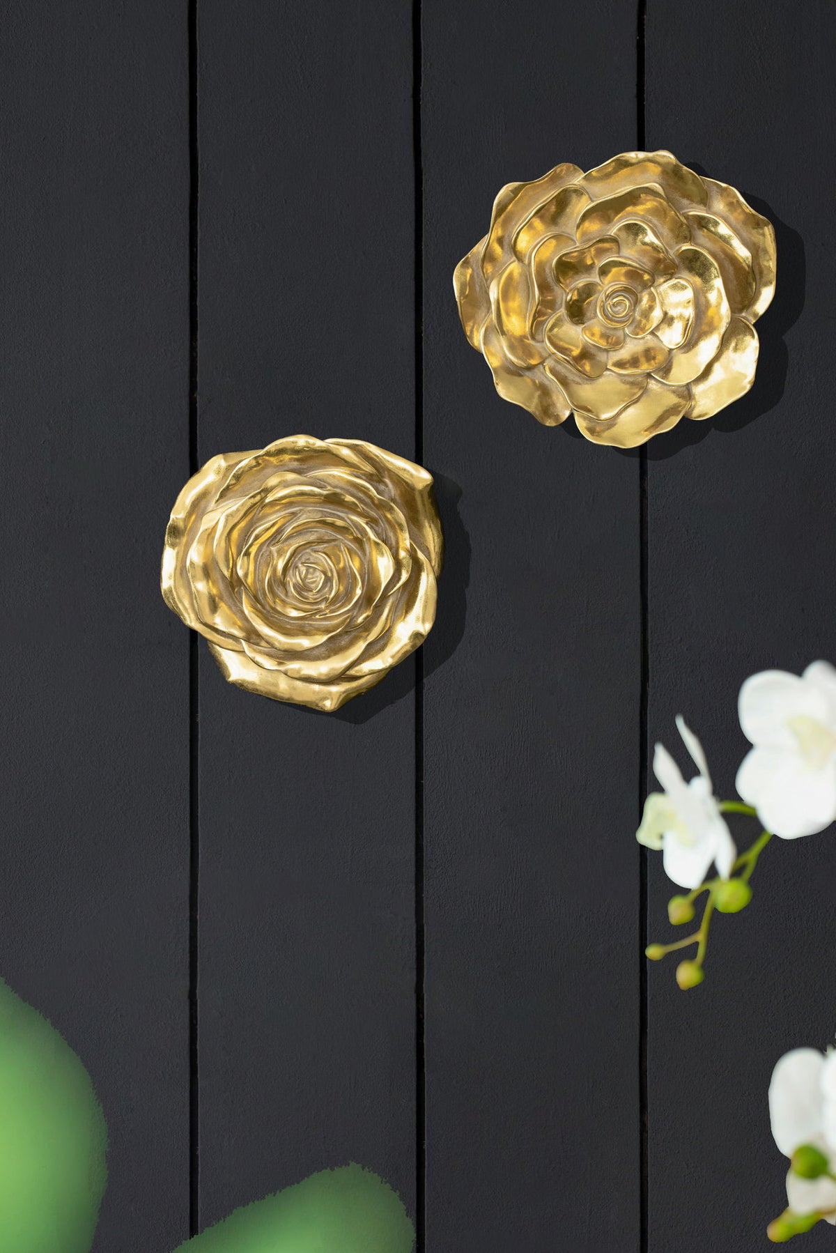 Rose Hanging Wall Accents (Set of 2) - Gold