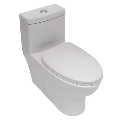 Modern Ceramic 1 Piece Toilet With Dual Flush And Soft Closing Seat - White