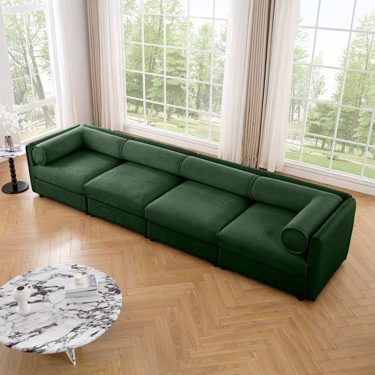 Stylish Sofa With Storage Seat And Cylindrical Backrest