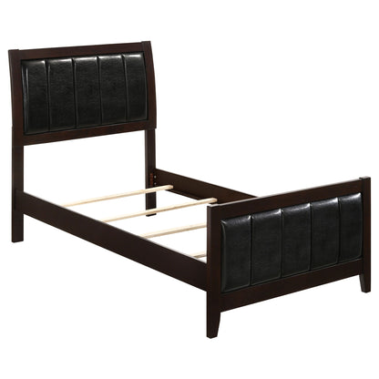 Twin Panel Bed With Headboard And Tapered Legs - Brown