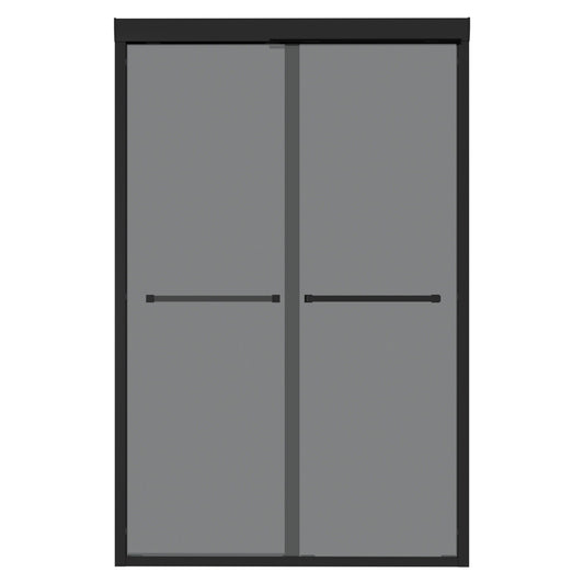 Double Sliding Glass Shower Door 8Mm Tempered Glass With Stainless Steel Frame - Matte Black