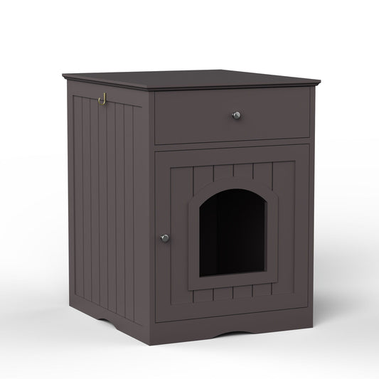 Pet House Cat Litter Box Enclosure With Drawer, Side Table