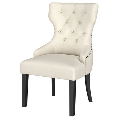 Gillian - Upholstered Dining Side Chair With Wingback Design - Beige / Black