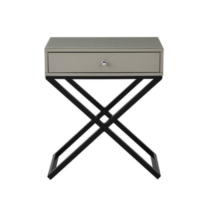Koda - End Side Table Nightstand, Drawer And Cross Base