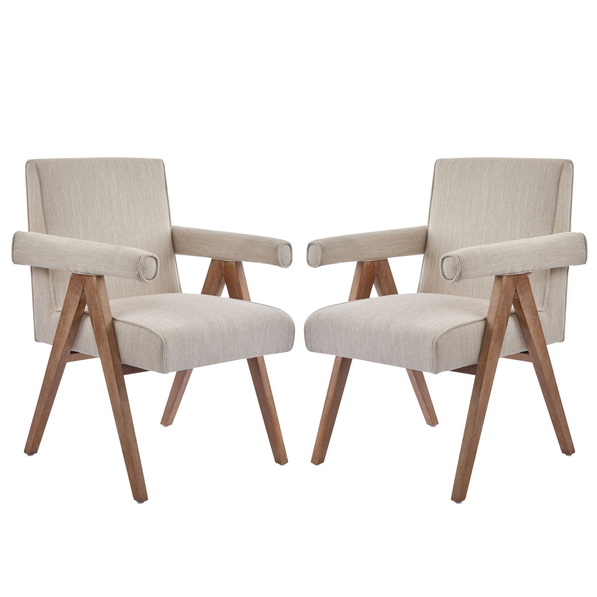 Contemporary Poppy Fabric Dining Armchair With Rubberwood Legs