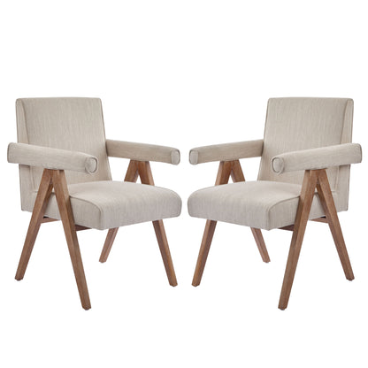 Contemporary Poppy Fabric Dining Armchair With Rubberwood Legs